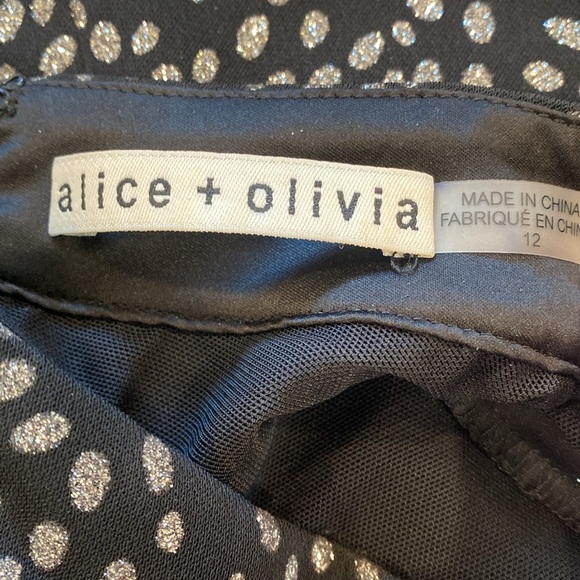 Alice + Olivia Inka Silver Glitter Mock Neck Short Sleeve Mini Dress‎ - Picture 5 of 7